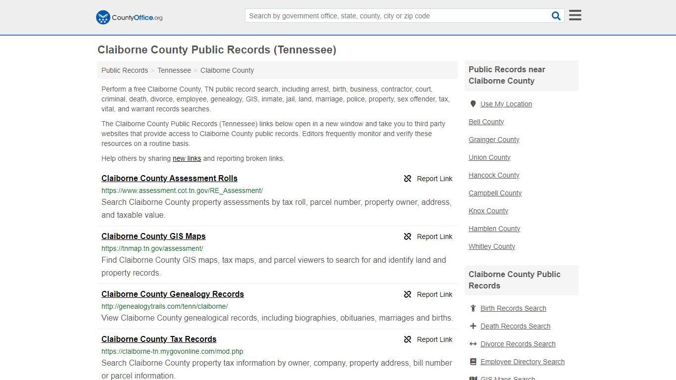 Public Records - Claiborne County, TN (Business, Criminal, GIS ...