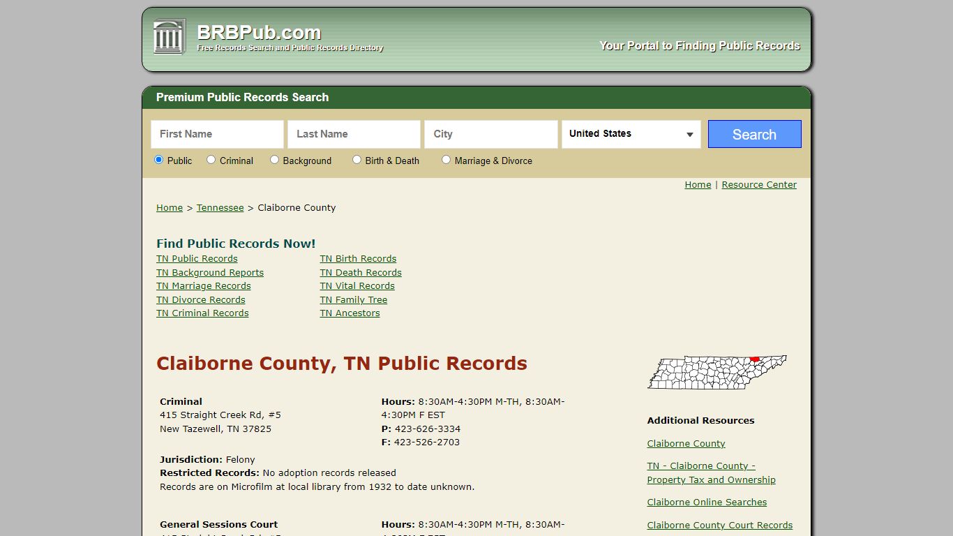 Claiborne County Public Records | Search Tennessee Government Databases