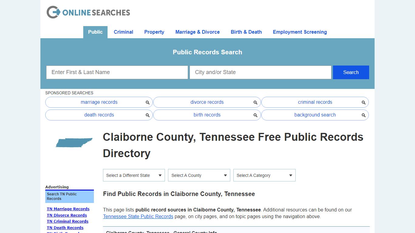 Claiborne County, Tennessee Public Records Directory