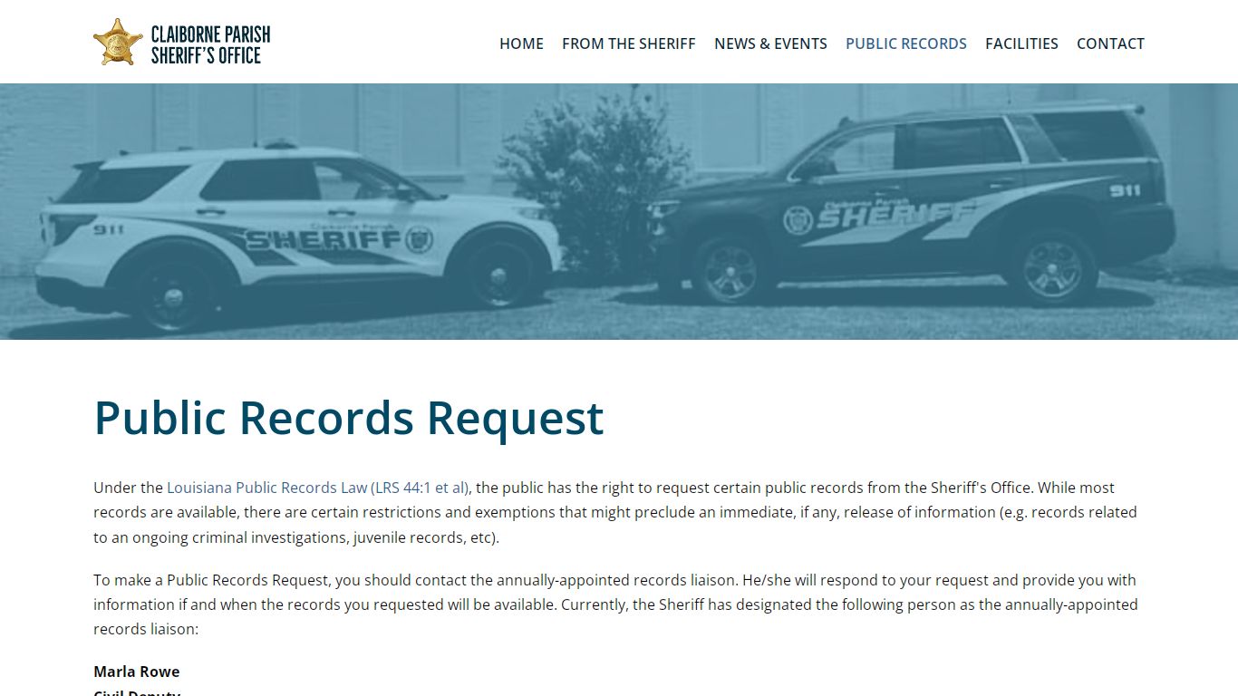 Public Records Request | Claiborne Parish Sheriff